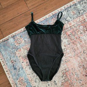 Capezio Size S Green Velvet Strappy Leotard